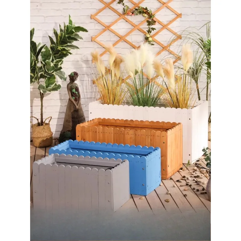 

Rectangular planter garden planting box balcony solid wood planter
