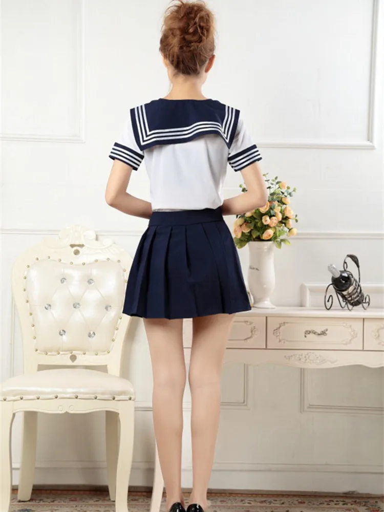 Cosplay School Uniform Voor Meisjes Japanse Studenten Marine Stijl Matrozenpakje T-shirt + Rokken Lala Cheerleader Kleding