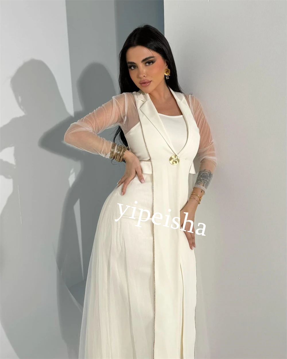 Jiayigong-V-Neck Vestidos Midi, vestidos plissados, V-Neck, vestidos para ocasiões sob medida, Arábia Saudita, Natal Coluna