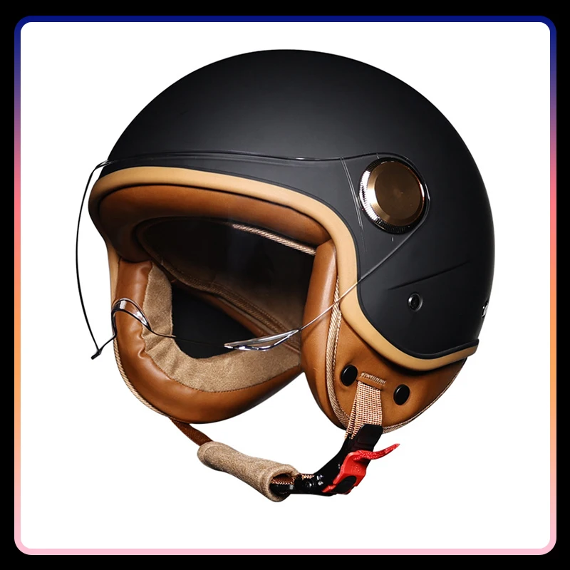 

Unisex Open Face Helmet Retro Jet Helmet 3/4 Motorcycle Helmets Cafe Racer Electric Scooter Bike Motorbike Capacete DOT Approved