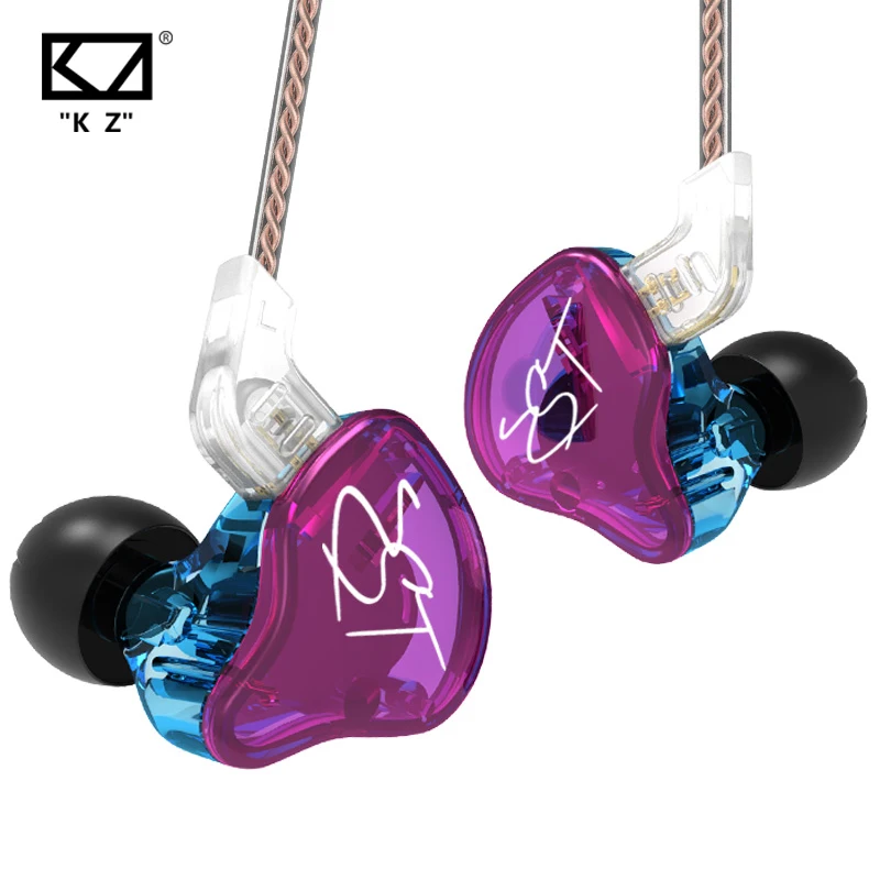 KZ ZST 1BA+1DD Hybrid Drive Bass Headphone In-ear Earphones HIFI Sports Gaming Earbud With 2PIN Silver-plated IEM Cable KZ EDX