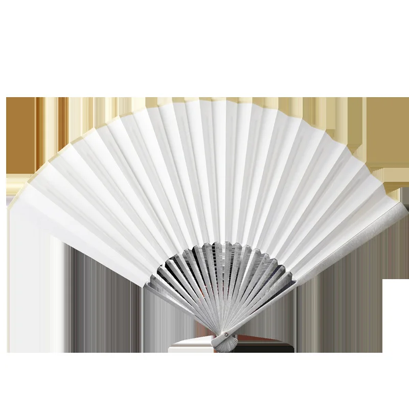 مروحة قابلة للطي من التيتانيوم بالكامل مقاس 9.5 بوصة، ومروحة كونغ فو من سبائك التيتانيوم ورق الأرز، والدفاع عن النفس