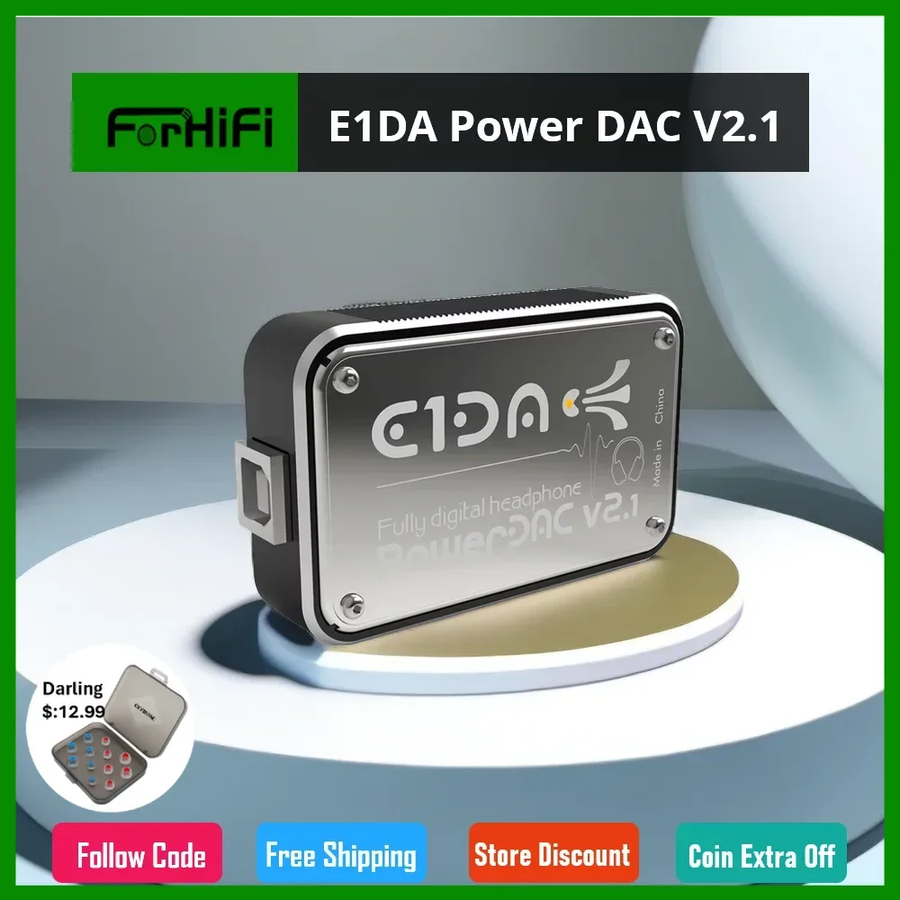 E1DA Power DAC V2.1 Headphone Amplifier PEQ DSP BLE DAC with 2.5/3.5 Adapter, Type B to A Cable