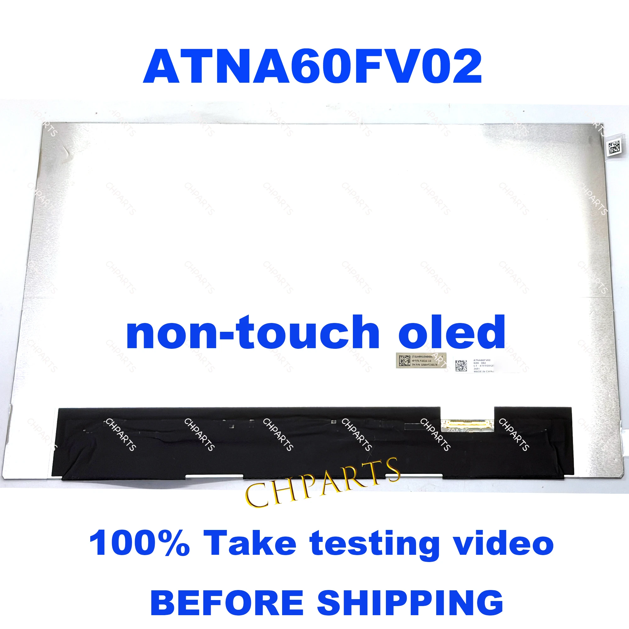 

16“ 3840*2400 WQUXGA For ATNA60FV02 -0 For hp pavilion 16-af Display OLED Screen Panel EDP 40 Pins Non-touch 60hz 100% DCI-P3