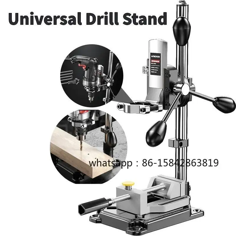 Drill Press Stand for Hand Drill - Universal Benchtop Portable Holder with Adjustable Chuck and Aluminum Base