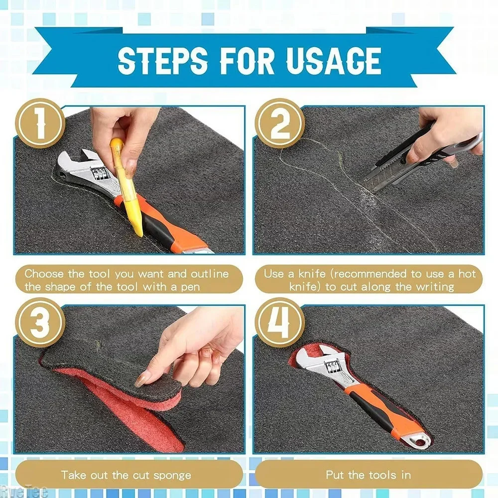 حالة الكاميرا توسيد إدراج ورقة تلميع الرملي كتلة إسفنجية PadToolbox Liner4Pcs أداة صندوق رغوة إدراج منصات رغوة التعبئة