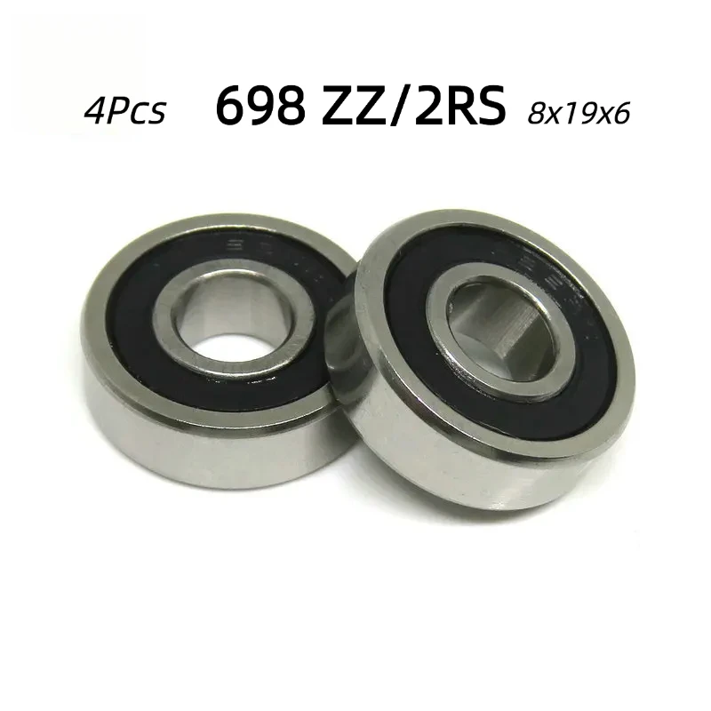 4Pcs 698ZZ / 698-2RS Deep Groove Ball Bearings 8×19×6mm Double Metal Shield / Rubber Sealed Chrome Steel Miniature Bearings