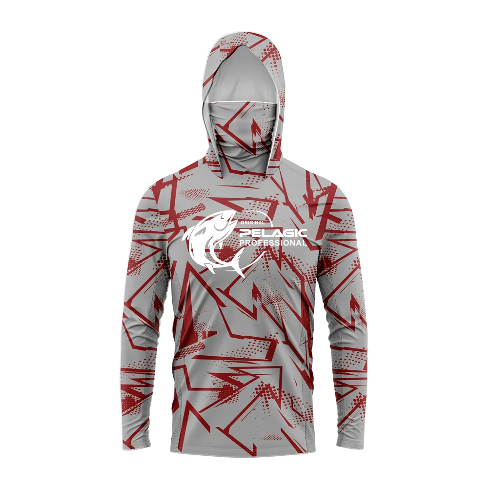 

original pelagic professional Men Hood Fishing Shirt long sleeve fishing t shirt uv protection Fishing Apparel