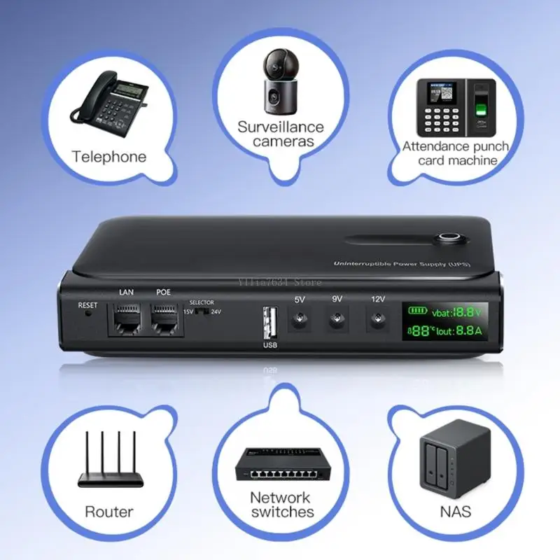 High Capacity European Standard 36W UPS Emergency Power Supply Battery Less Design for Smartphones Tablets Networking Devices