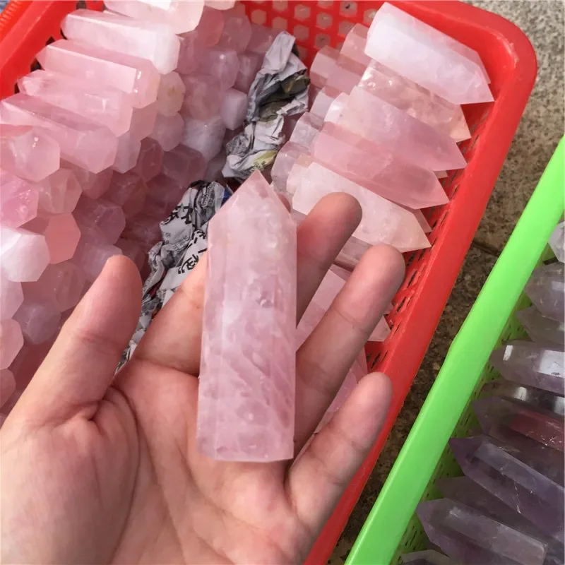 Natural Rose Quartz Crystal Point Wand, Pink Tower, Obelisk, Healing Crystal Gemstone, Home Decor, 1kg