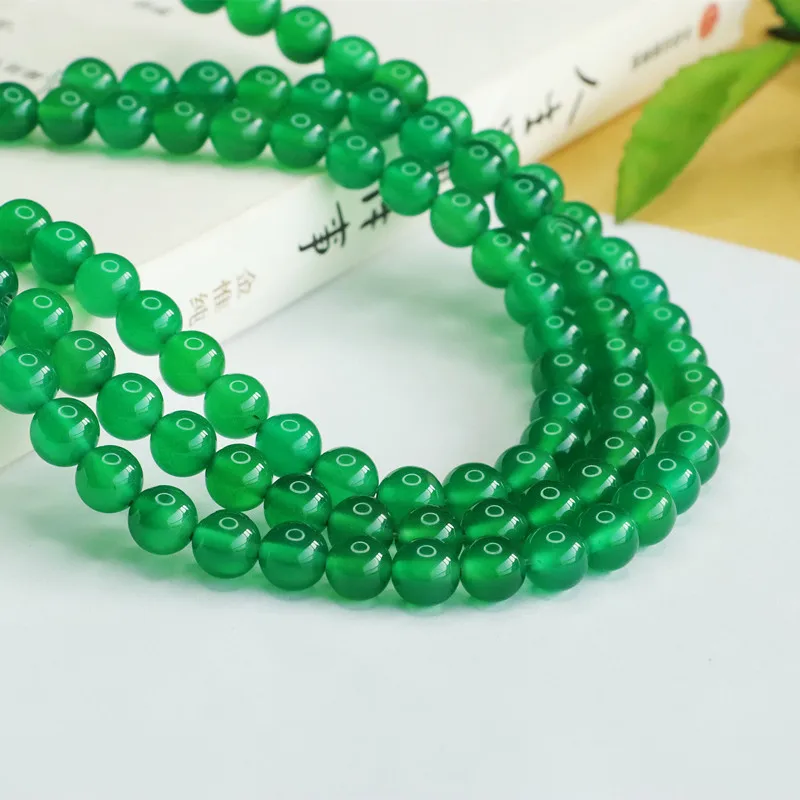

Aiyu, chalcedony agate round beads long chain beads working in progress DIY jewelry matching