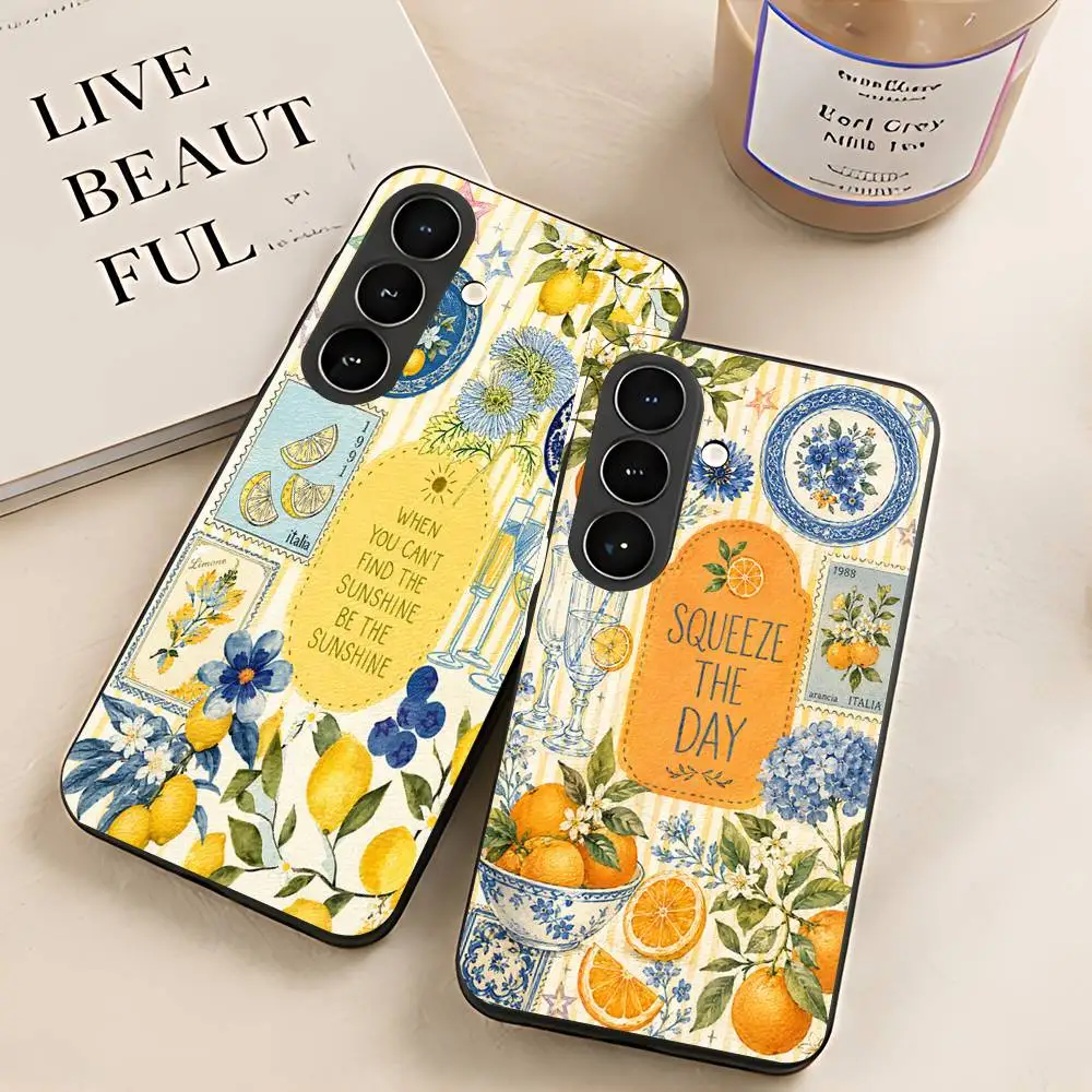 Fruit Lemon Silicone Phone Case For Samsung Galaxy S21 S22 S23 S24ULTRA S25ULTRA FE Ultra Plus5G A52S S26 Cover