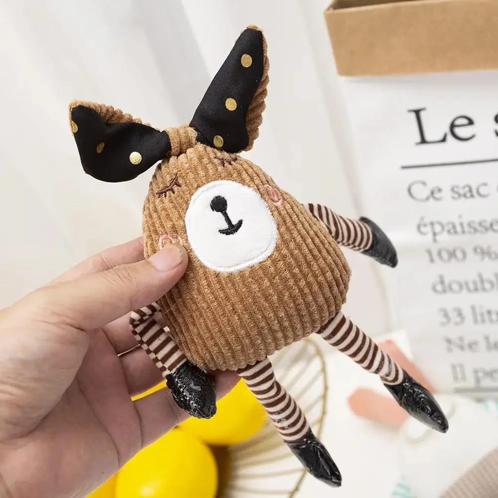1Pcs 18cm Cute Cartoon Bunny Stuffed Plush Doll Pendant Creative Long Legs Patchwork Rabbit Soft Keychain  Bag Decor Kid Gift