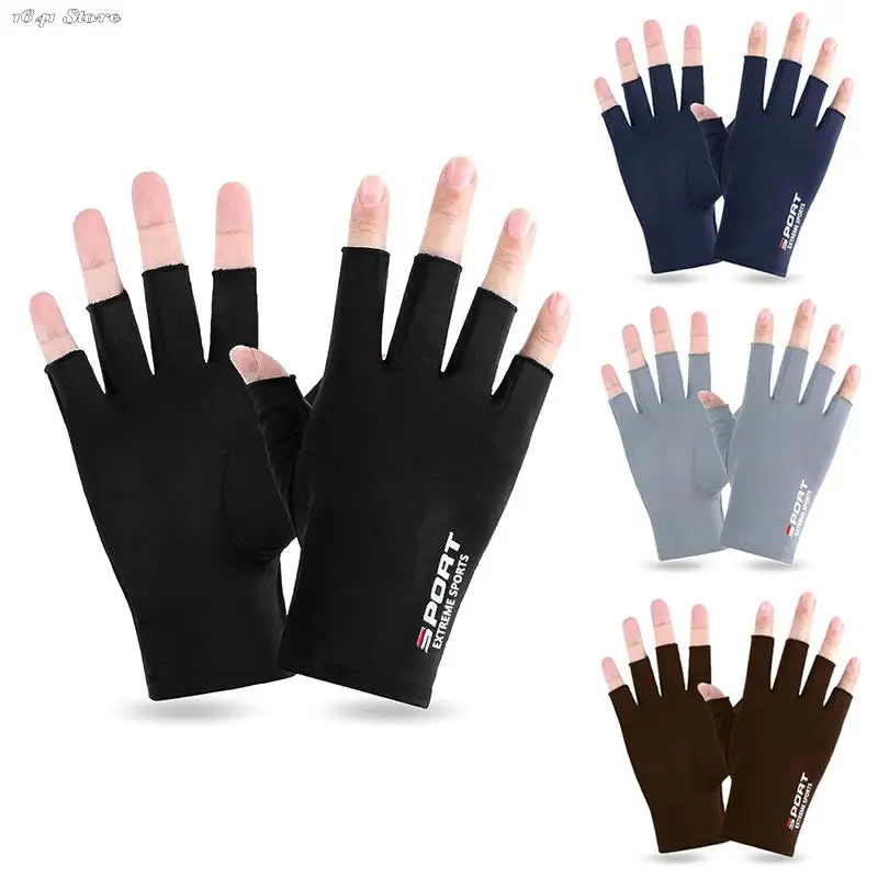 1 Pair Anti-UV Men Women Fishing Gloves Sunscreen Antiskid Spring Summer Ice Cool Breathable Cycling Sport Gloves Fishing