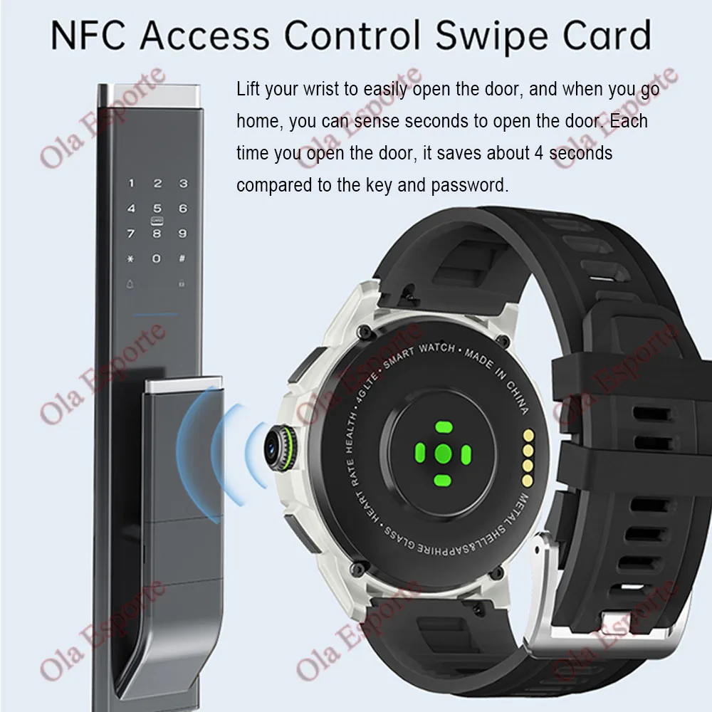 4G NET NFC Global Android Smartwatch Men HD Camera APP Installation 780mAh Battery HeartRate Waterproof Smart Watch 32G SIM call