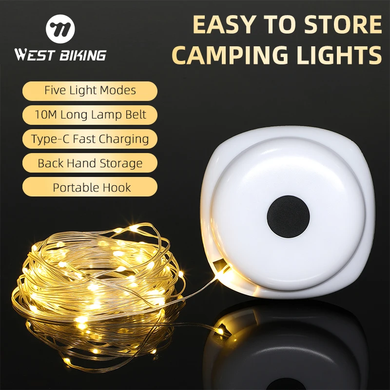 

WEST BIKING 1500mAh Portable Camping Light Outdoor Ambient Lamp Strip 10M Length Easy Storage Garden Decorative Color Light Belt