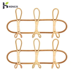 Natural Rattan Coat Hooks Wall Hook Garments Organizer Rack Clothes Hat Hanging Hook Kids Room Decor Hanger Bedroom Vintage Hook