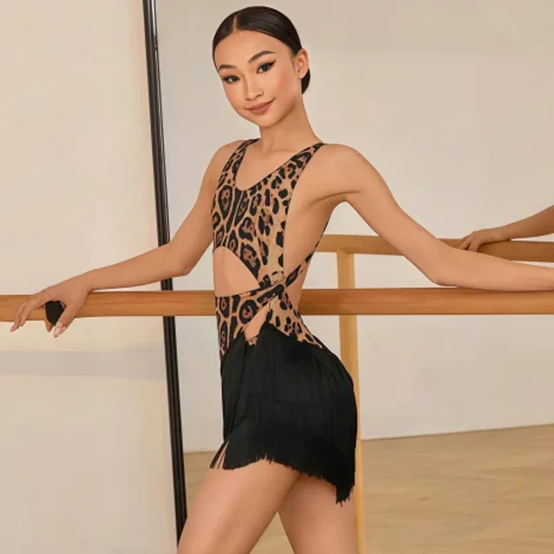 Vestido de baile latino para niñas, falda Sexy con flecos, vestido con borlas y pantalones inferiores, vestido latino para niños Chacha Rumba Tango