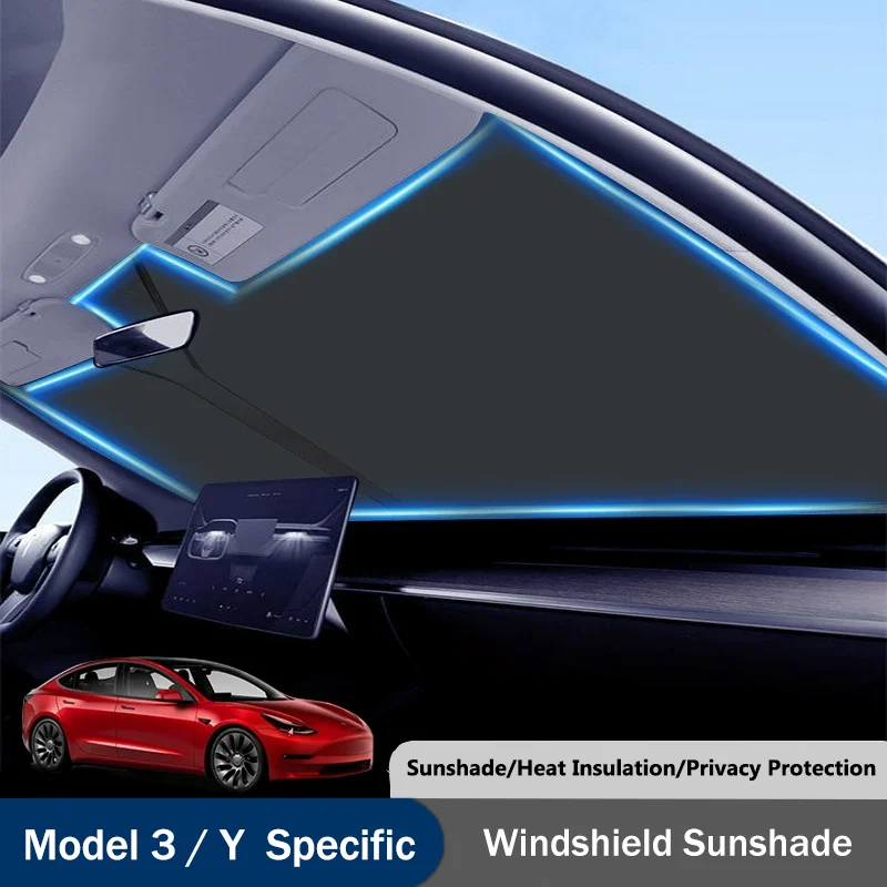 

Sunshade Front Windshield Cover Model 3/Y 2020-2025 UV Protection Foldable Heat Shield Sun Visor Car Interior Accessories