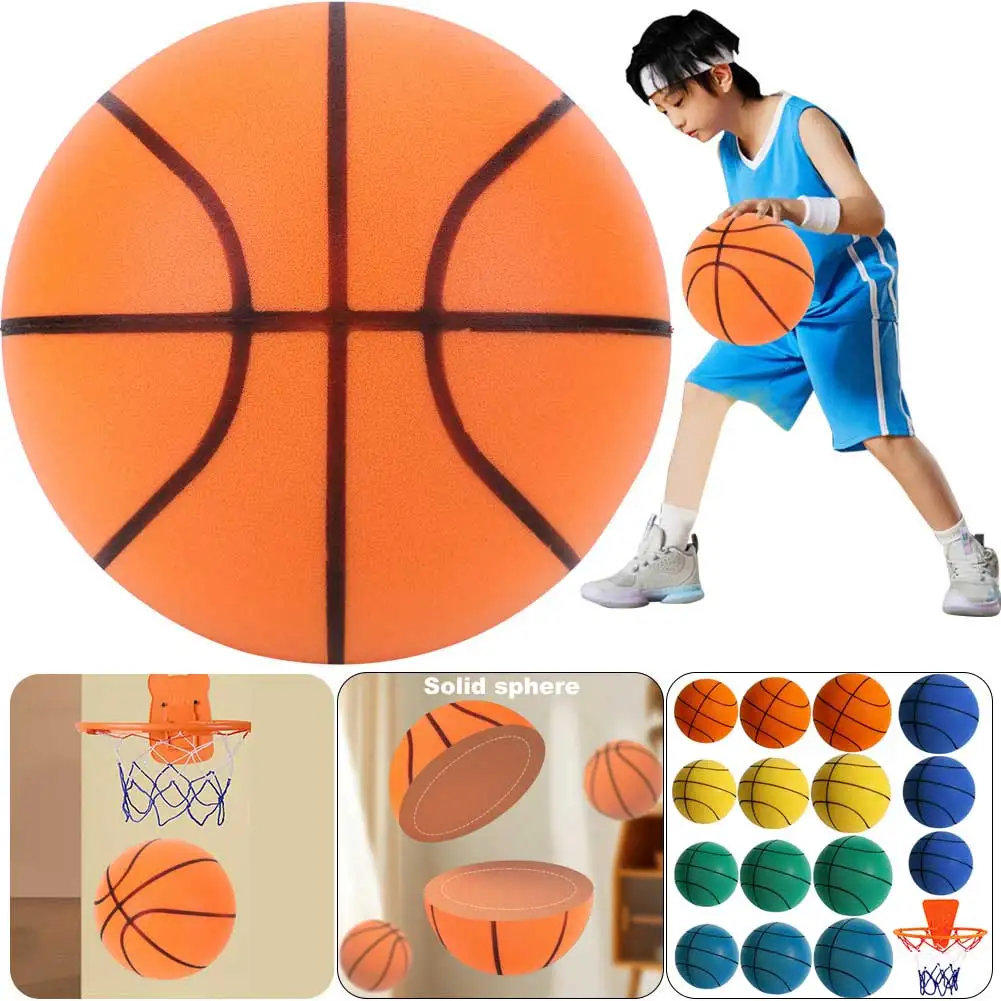 18/21/24cm Indoor Silent Basketball Sports Bouncy Balls High Density Foam Material Children Adults Ball Training Basketball