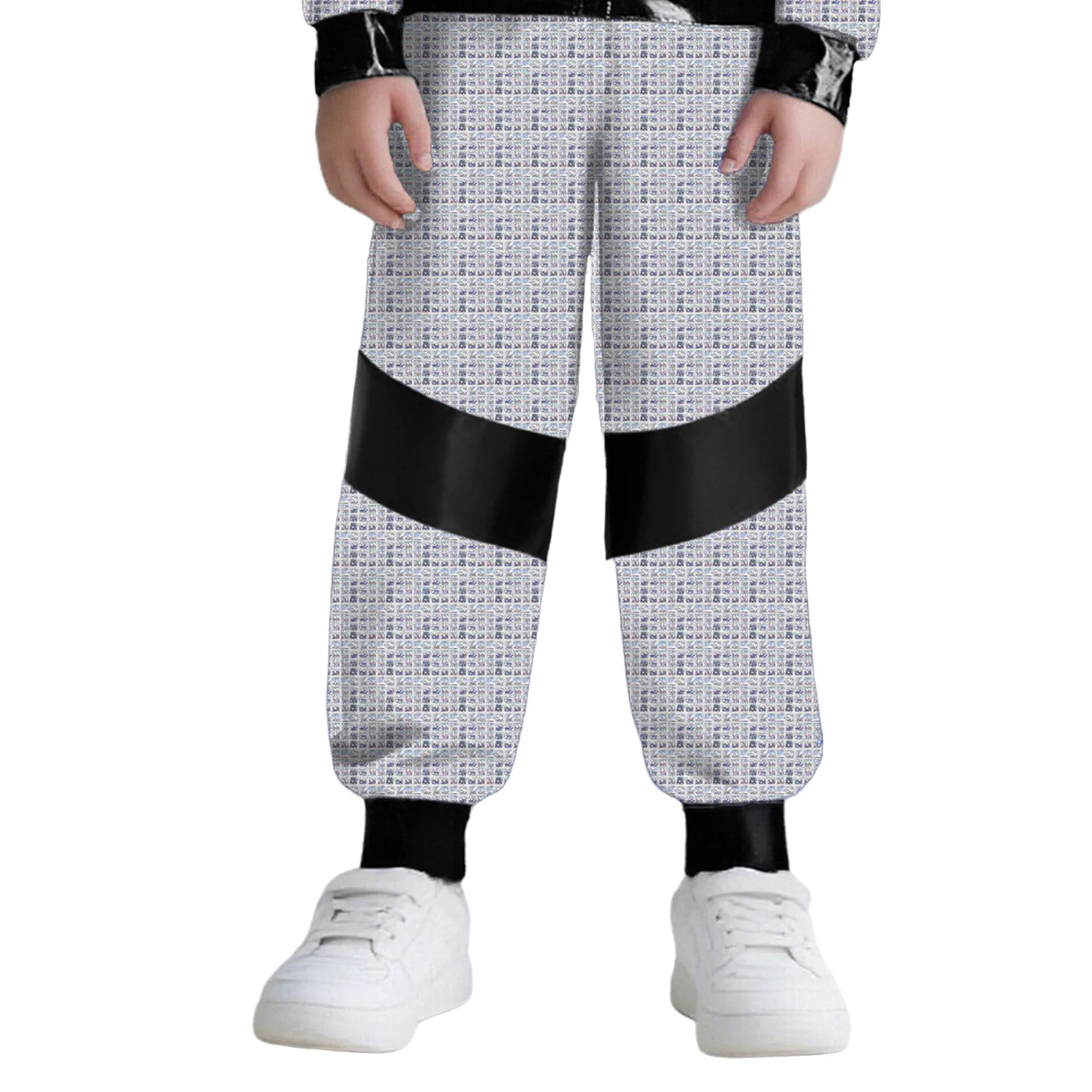 Kids Hip-Hop Jazz Dance Pants Elastic Waistband Metallic Shiny Plaid Jogger Trousers Boys Girls School Show Dancewear Streetwear