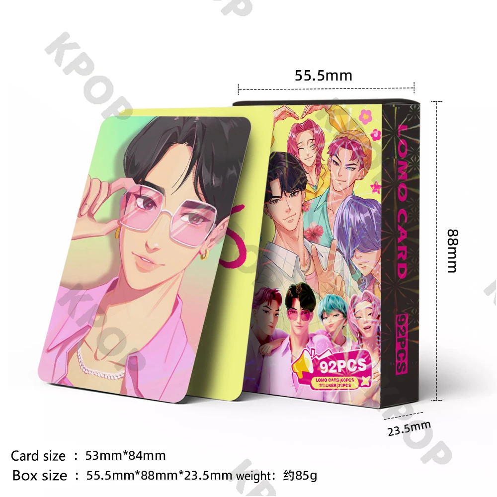 مجموعة بطاقات ثلاثية الأبعاد من مجموعة K-POP Idol Group مكونة من 92-96 قطعة، بطاقات صور LOMO بالليزر، ملصقات قابلة للجمع على شكل Chibi Demon Hunter