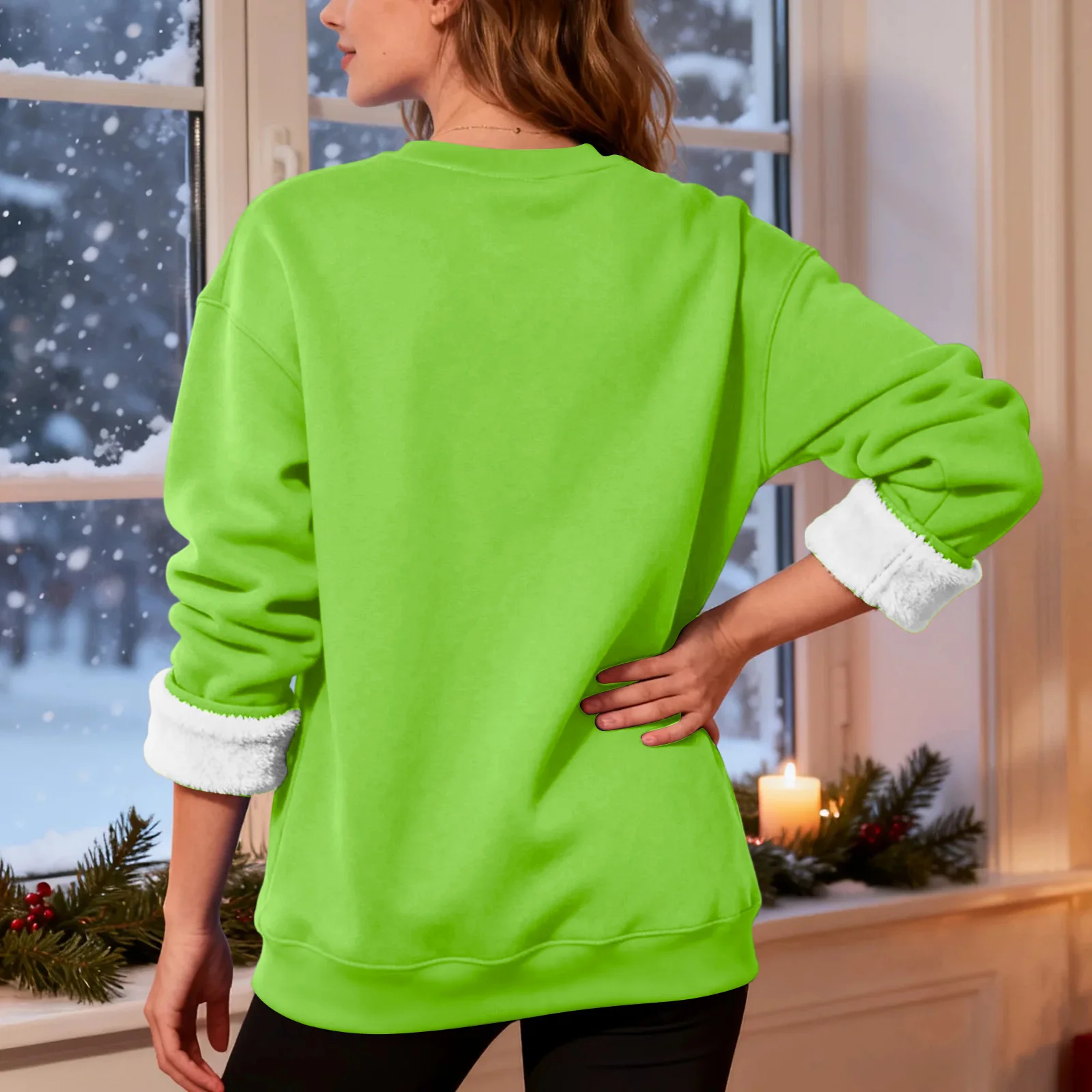 Women'S Casual Fashion Roundneck Pullover Top Winter Solid Color Plush Sweatshirt Woman Clothes Winter Clothes Woman