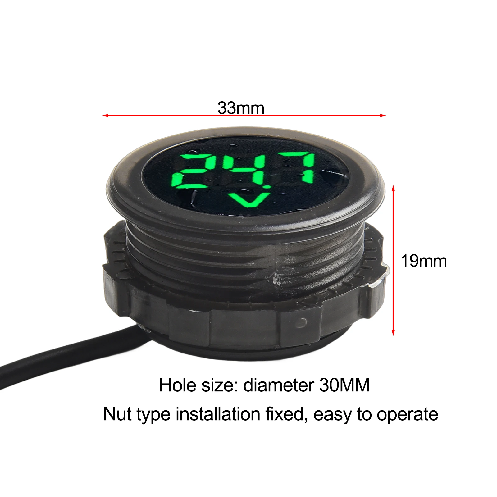 DC 5-100V LED Voltmeter 3-digit Digital Display Round Two-wire Voltage Meter Voltage Current Monitor Tester For Car Motorcycle