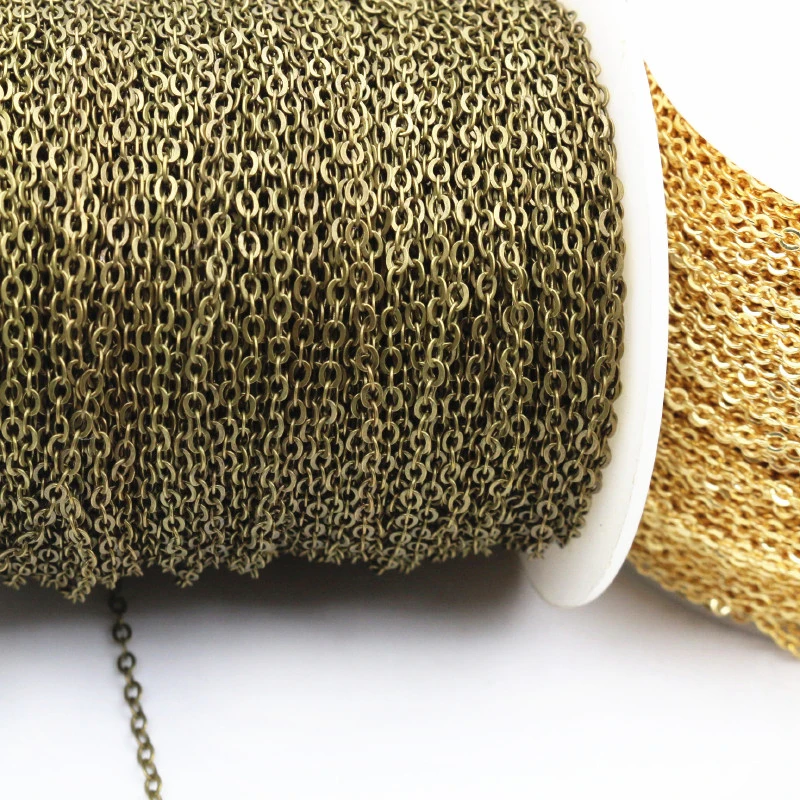 5 Meters/lot 2.4x1.8mm 5 Colors Plated Welded Iron Cable Chains Necklace DIY Jewelry Making Findings Accessories