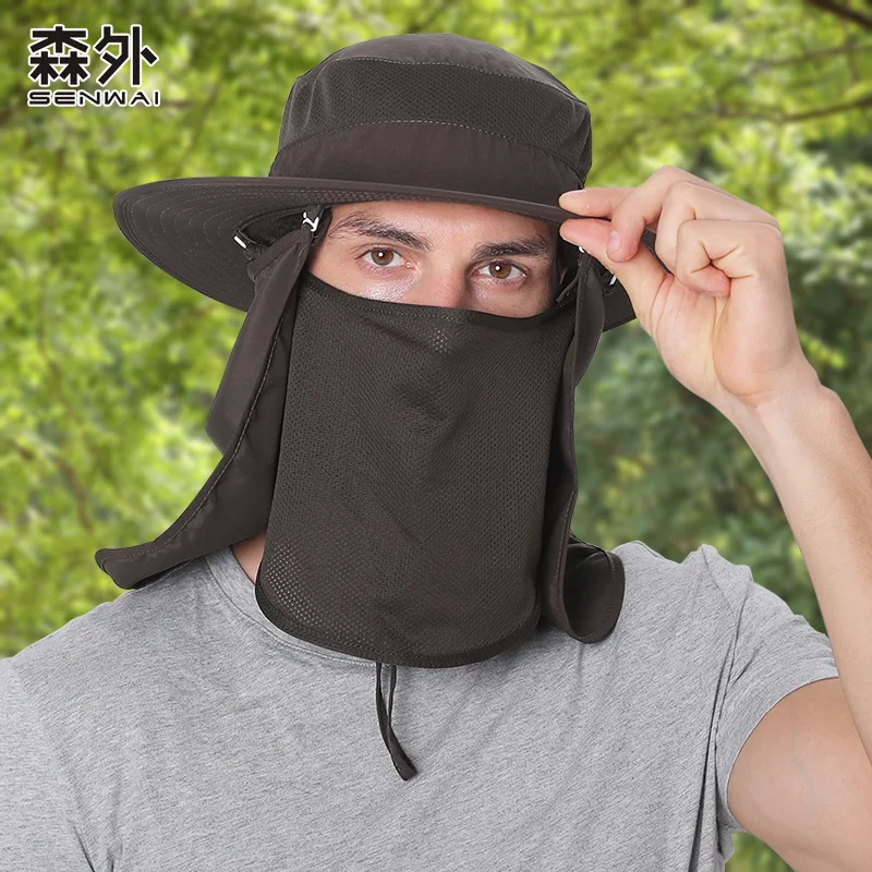 

Summer sun hat men's quick drying sun protection fisherman hat outdoor sun hat face mask detachable