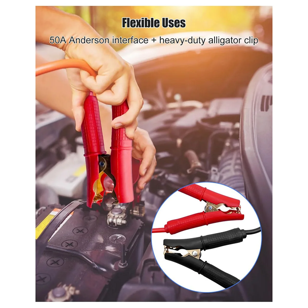 A002 50A for Anderson Connector with 10AWG Battery Alligator Clip,600V Cable Towing Winch Quick Connect Plug,for Car Forklift