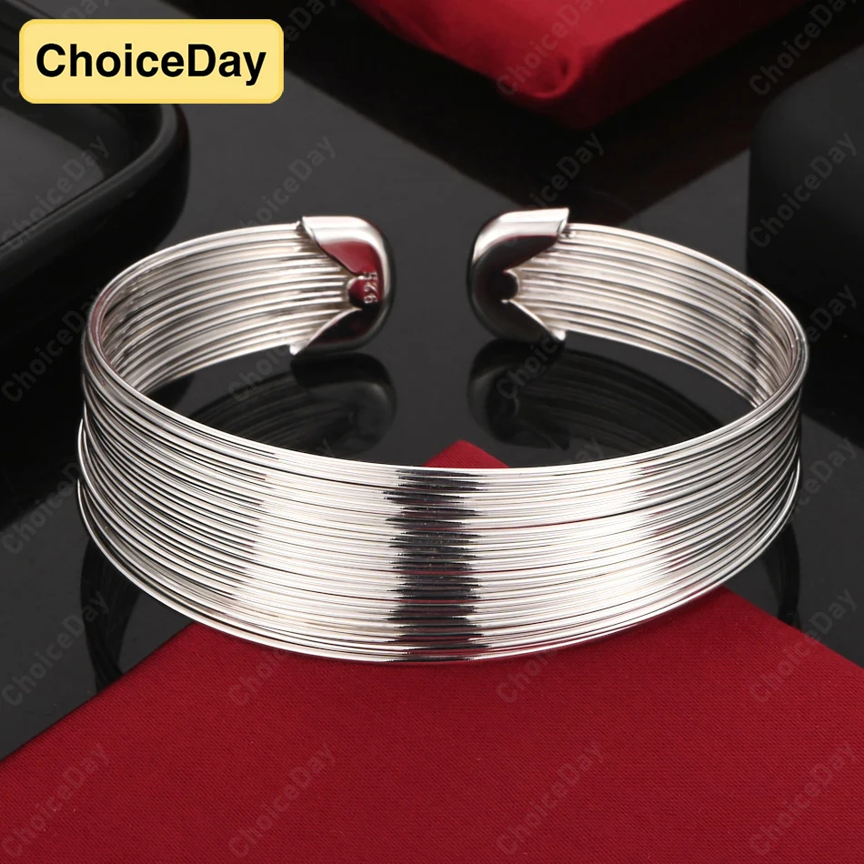 

ChoiceDay 925 Sterling Silver Exquisite Classic Multi-Circle Open Bracelet Men's and Women's Wedding Punk Jewelry Party