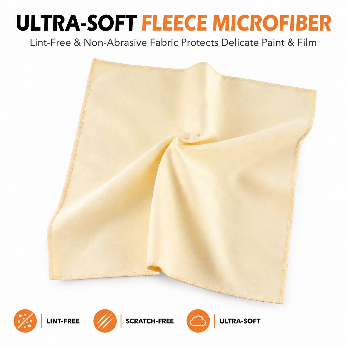 Yellow Thick Double Sided Microfiber Fleece Towel, Highly Absorbent Lint Free Scratch Free Car Drying Wash Cloth, Auto Detailing