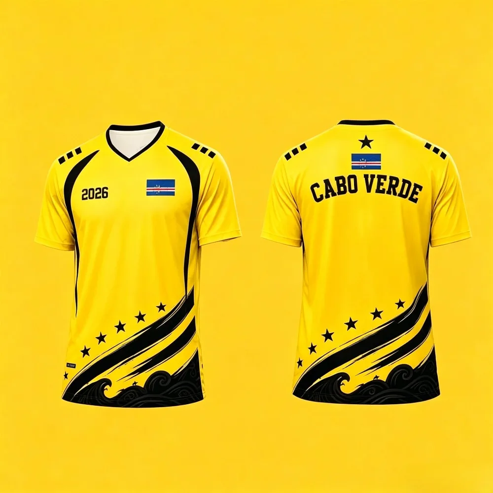 2026 Cabo Verde No.1  Football Jersey Soccer Shirt Top Loose Breathable Speed Drying Sportswear Top Men Women T-Shirt Summer