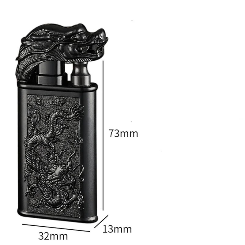 Windproof 3D Dragon Double Flame Lighter Metal Double Flame Conversion Jet Inflatable Portable Lighter Trendy Men\'s Gift