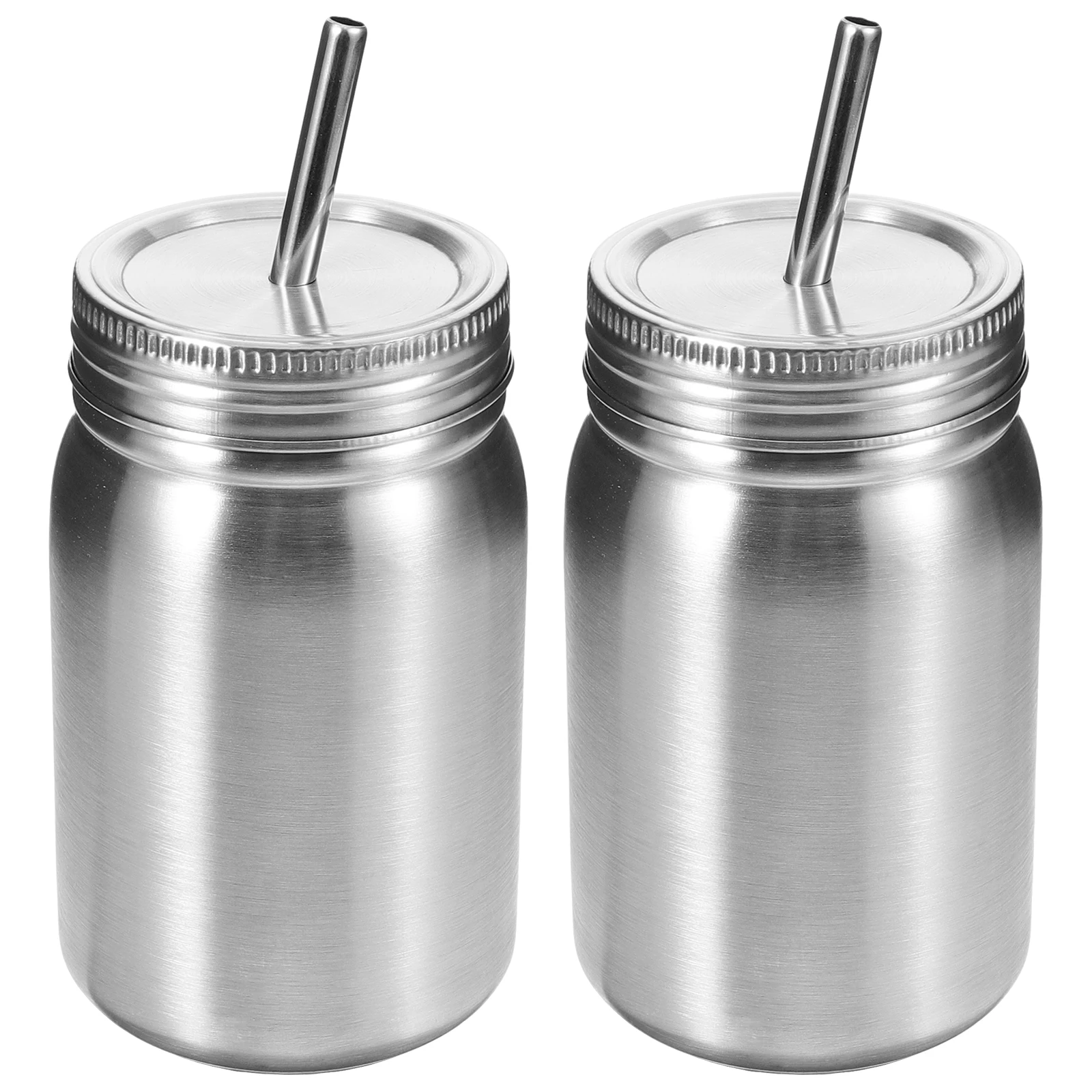 

Stainless Steel Mason Cups 700ml Single Layer Random Style Drinking Mugs with Lid Straw Reusable Coffee Office