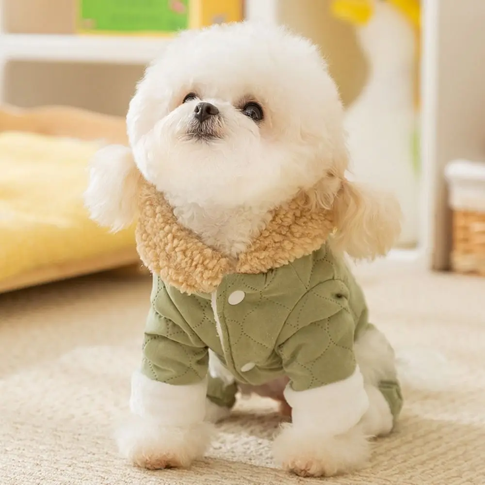 À prova de vento dos desenhos animados inverno filhote de cachorro roupas acolchoadas algodão elegante macacões para animais de estimação pelúcia quente engrossado traje do cão para cães/gatos