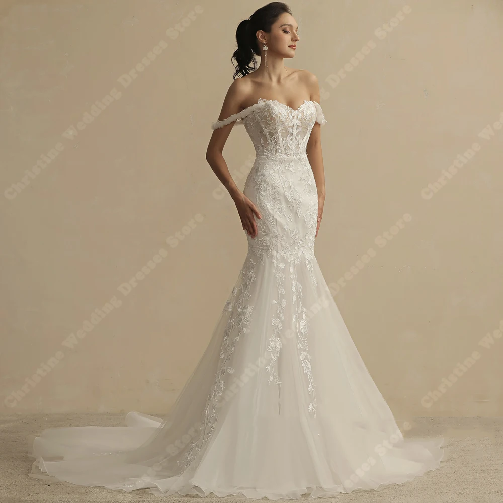 Robe de mariée sirène en tulle simple pour femmes, robes de mariée princesse, robe de plage éducative, tout ce qui est mal initié, longueur de vadrouille