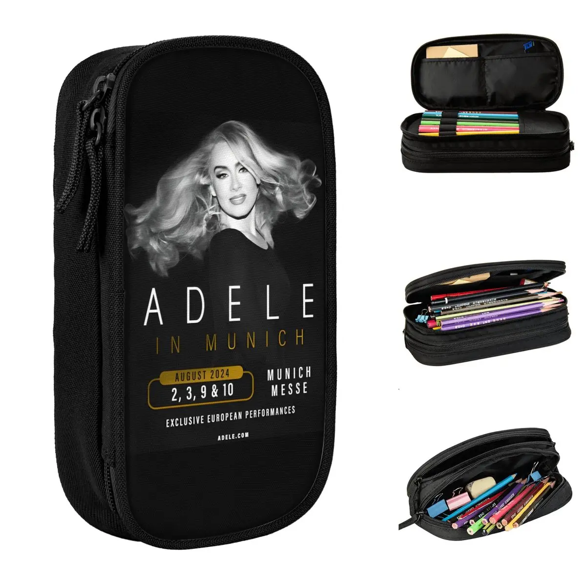 Astuccio grande Cool Singer Adele Tour 2024 forniture per ufficio musica Pop astuccio per penne a doppio strato borsa per il trucco della ragazza