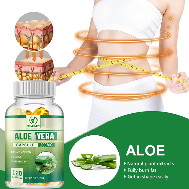 Aloe Vera Capsules - Promotes Healthy Digestion, Detoxifies, Fat Burning, Appetite Control, Metabolism