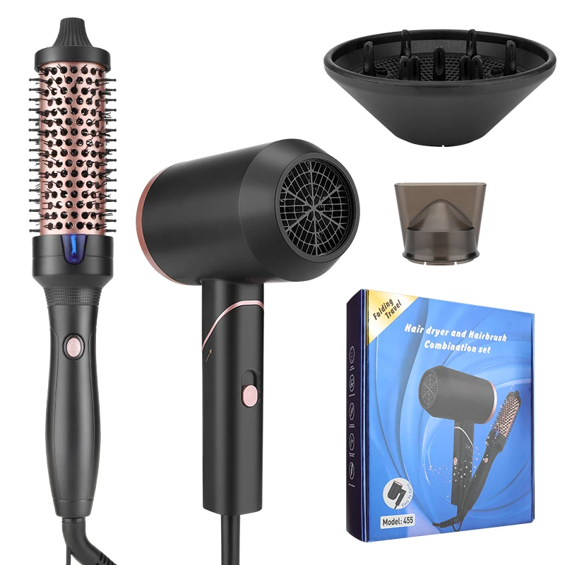 

RESUXI Women's 2 in 1 Household High Power Hair Dryer + Negative Ion Straight Hair Comb Set Hair Dryer Curling Iron Hair Salon