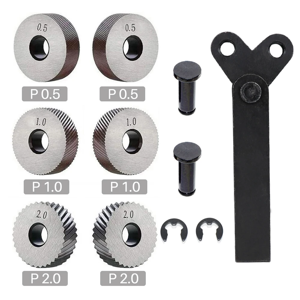 XUCHUAN Reticulated Knurling Wheel 0.5mm-2.0mm Inner Hole Embossing Wheel Reticulated Knurling Wheel for Metal Steel Lathe Tool