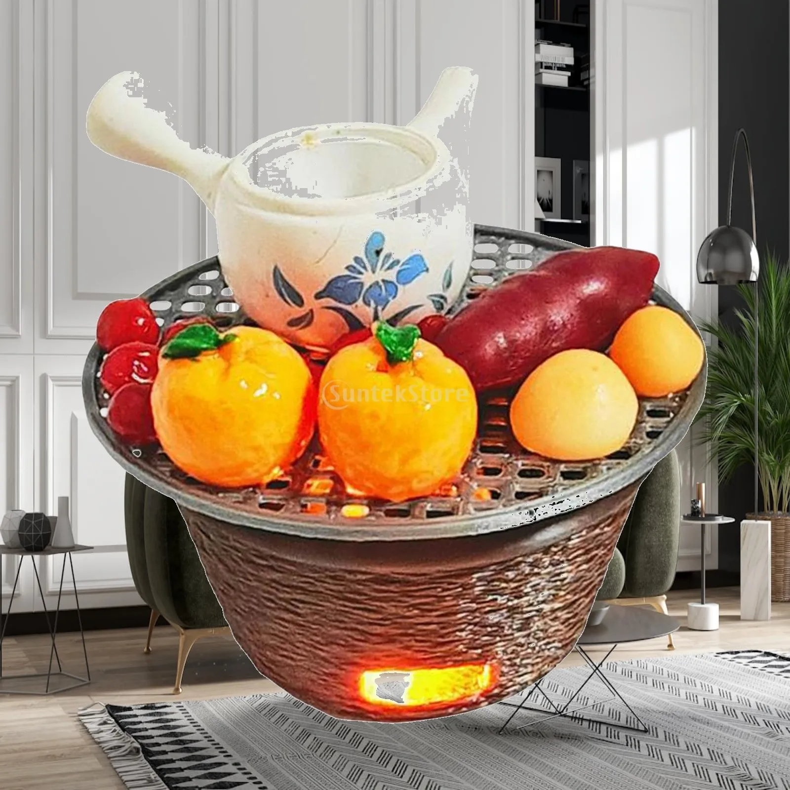 Dollhouse Miniature Cooking Stoves with Battery Lights Realistic Kitchen Furniture for