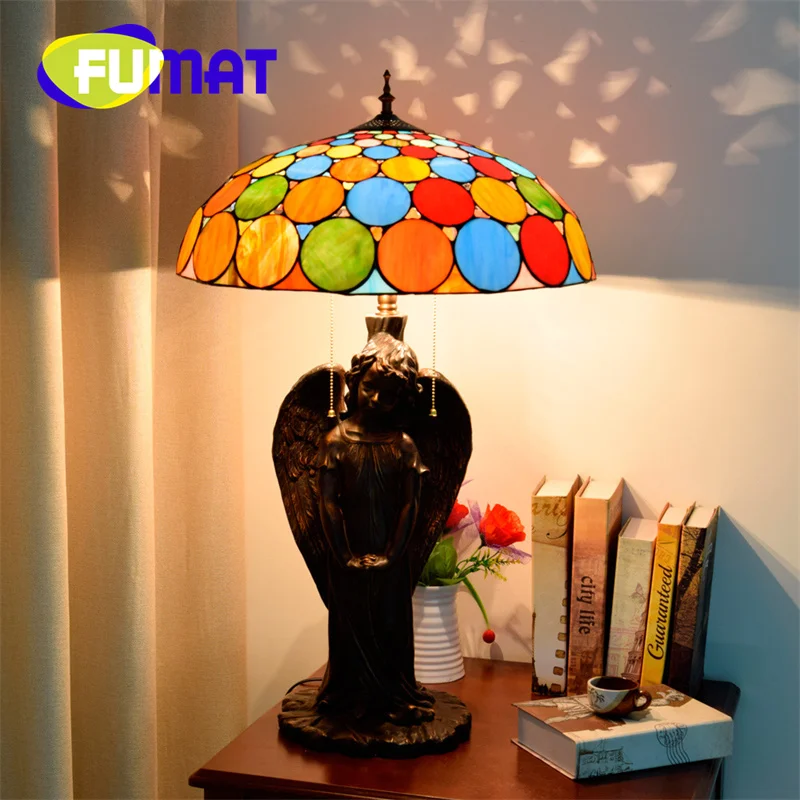 FUMAT Tiffany stained glass desk lamp European style luxury art Deco living room Bedroom bar front desk lobby office lamp