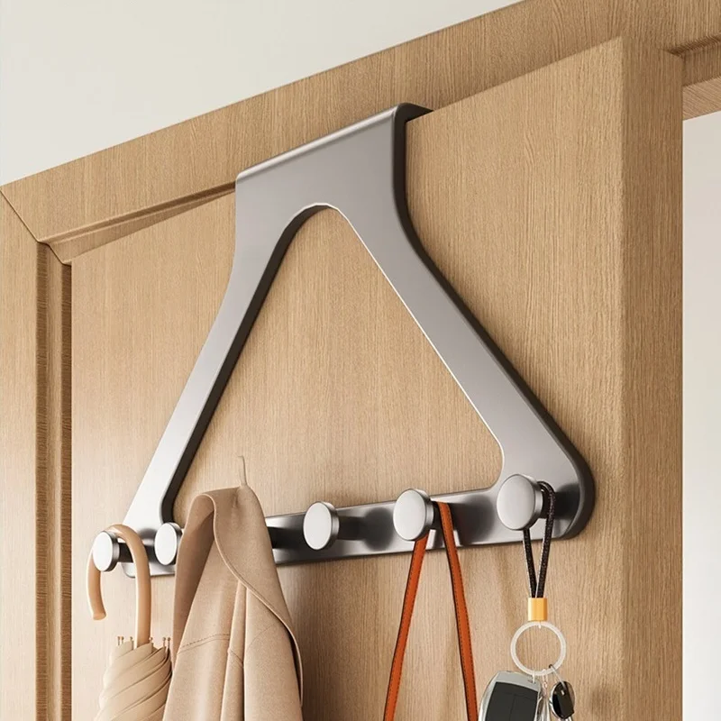 1pc Bathroom Door Hanger Clothes Hanging Rack Over The Door Plastic HomeStorage Organization Hooks, Purse Holder For Bags Rails