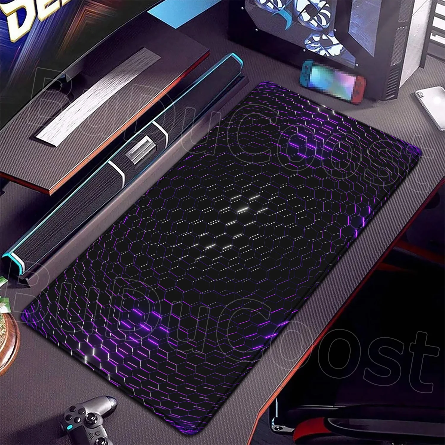Cool Technology Pattern Mousepad Hexagon Geometric Mouse Pad Desk Rubber HD Desk Pad Extended Gaming Keyboard XXL Gamer Desk Mat