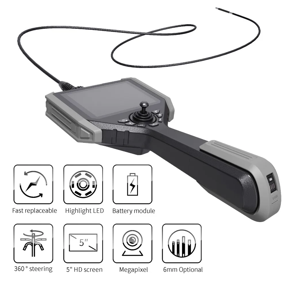 VSNDT 2 way articulating inspection borescope handheld inspection endoscope connect to mobile phone automotive diagnostic tool