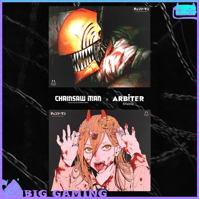 ARBITER STUDIO X Chainsaw Man Tempered Glass Gaming Mouse Pad Esports FPS Accessories Valorant  Apex Power Denji Anime Table Pad
