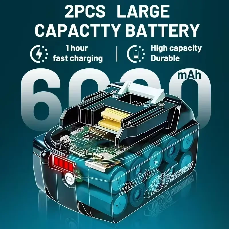 100% original Makita 18V 6.0Ah batería para Makita BL1830 BL1830B BL1840.BL1840B/BL1850 BL1860B batería para herramientas eléctricas 6