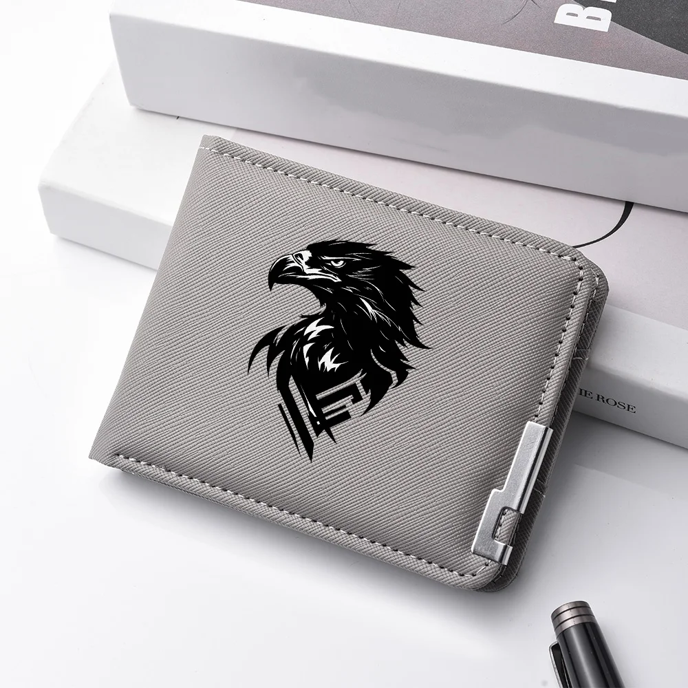 Men's Personalized PU Leather Wallet with Eagle Print Pattern Multi-Slot Short Wallet